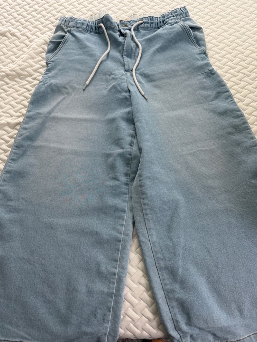 Pilcro Light Blue Denim Jogger Pants with White Drawstring